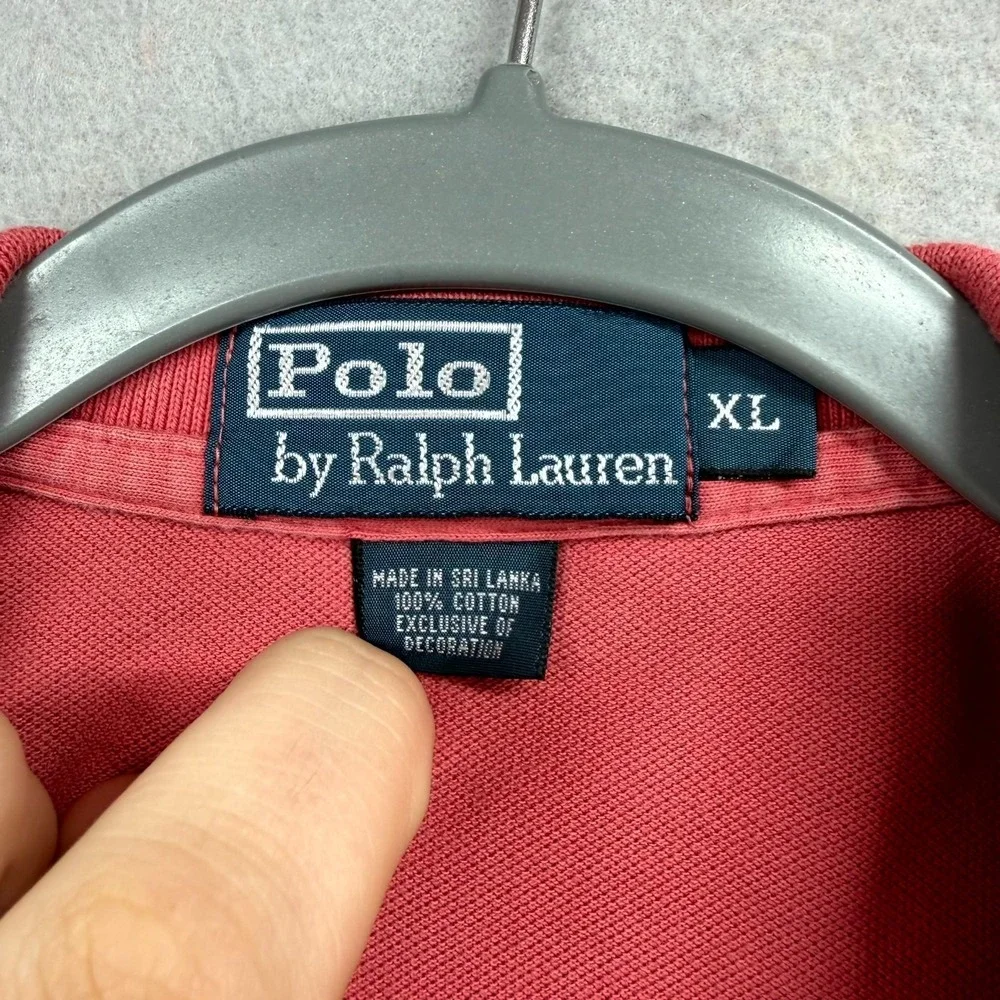 Ralph Lauren‎ Polo Shirt Mens XL Salmon Blue Pony Golf Preppy Country Club Y2K